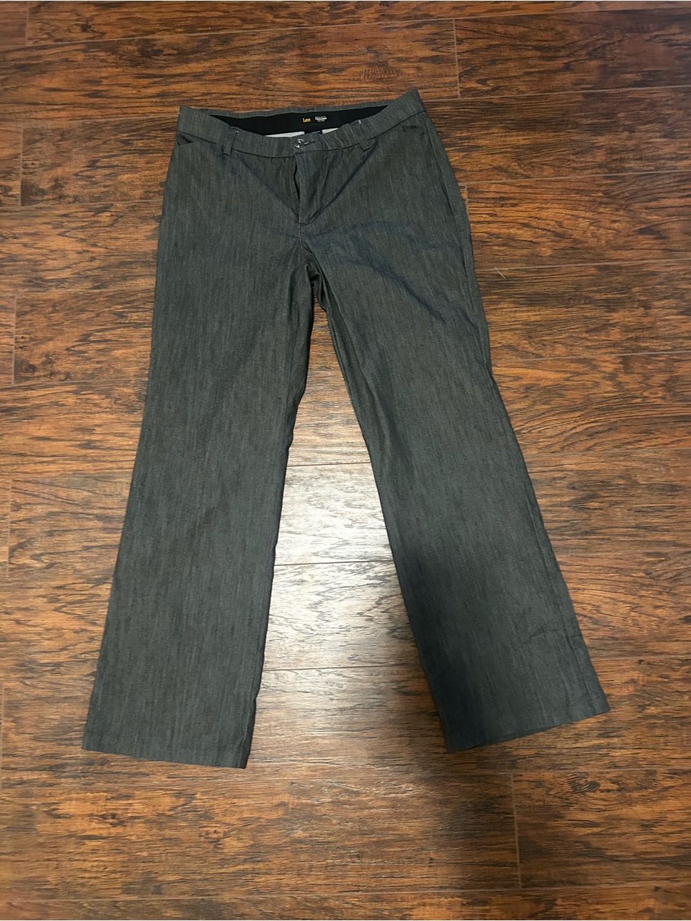 Lee women’s work office  Gray Pinstripe Trousers boot leg  size 12